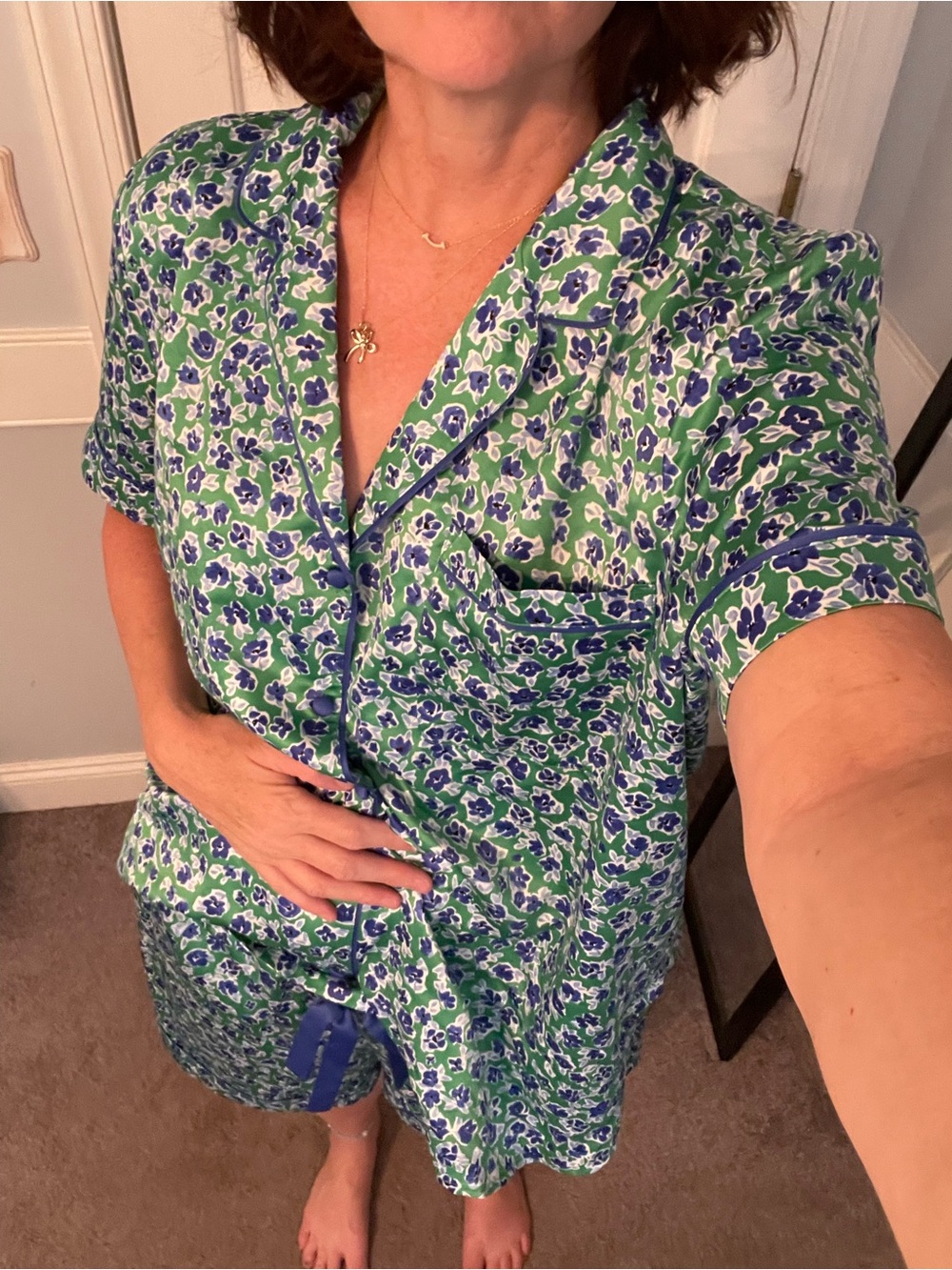 Ann Taylor Sleep Green and Blue Floral Pajama Set